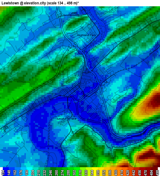 Lewistown elevation map