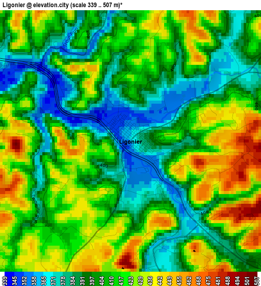 Ligonier elevation map