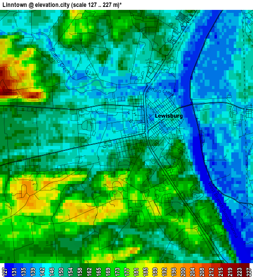 Linntown elevation map