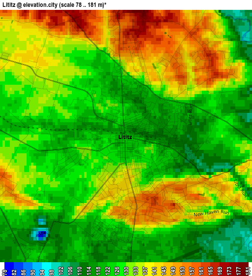 Lititz elevation map