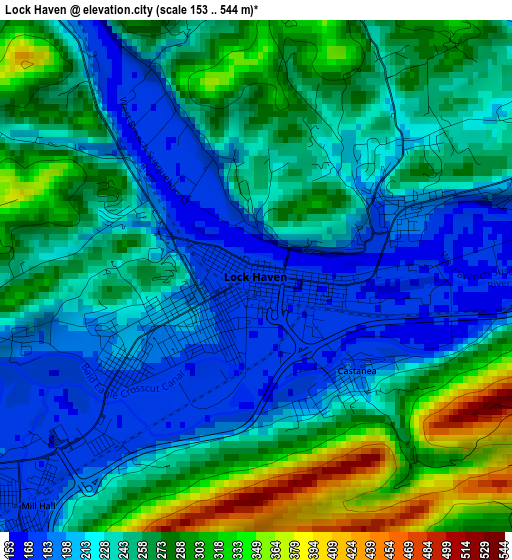 Lock Haven elevation map