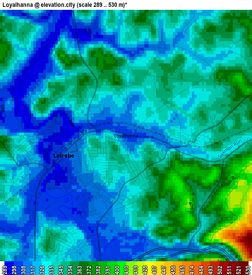 Loyalhanna elevation map