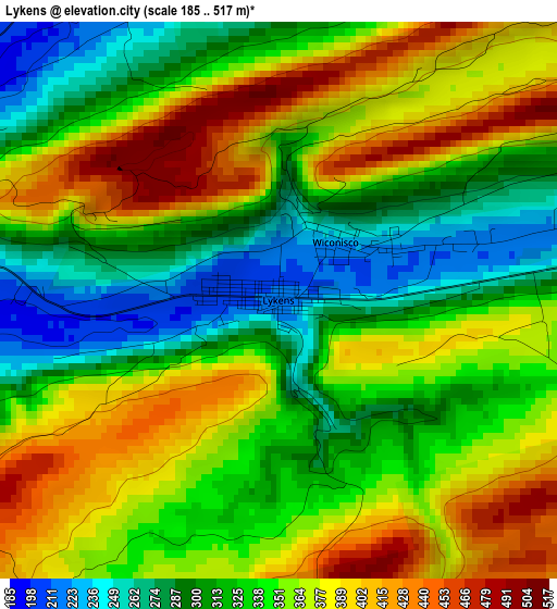 Lykens elevation map