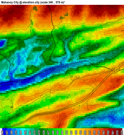 Mahanoy City elevation map