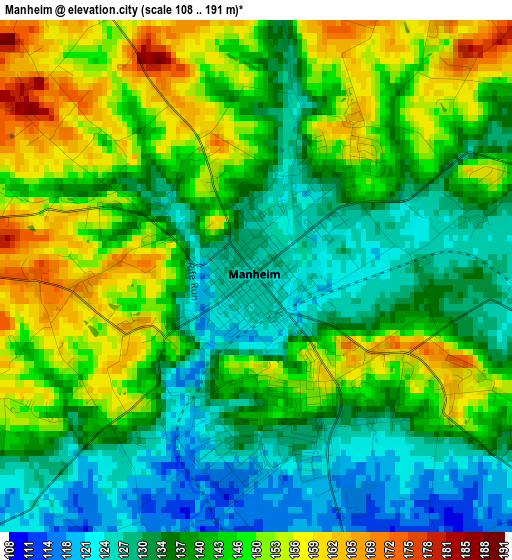 Manheim elevation map