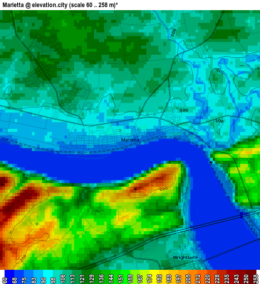 Marietta elevation map