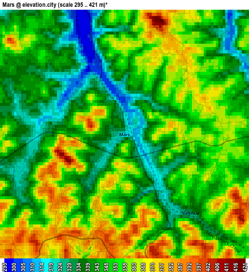 Mars elevation map