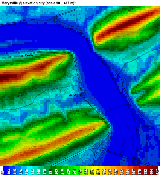 Marysville elevation map