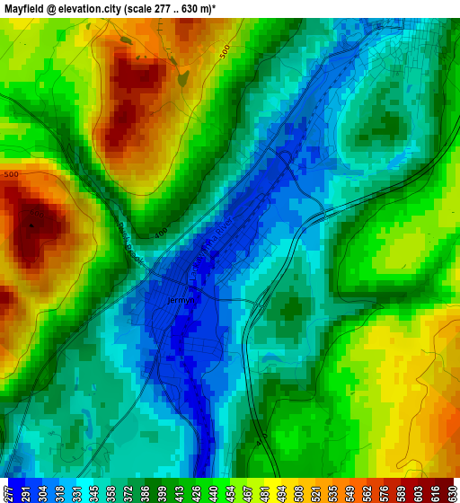 Mayfield elevation map