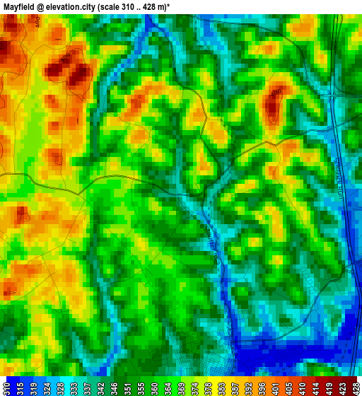 Mayfield elevation map