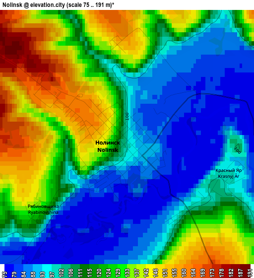 Nolinsk elevation map