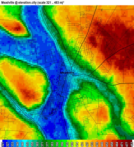 Meadville elevation map