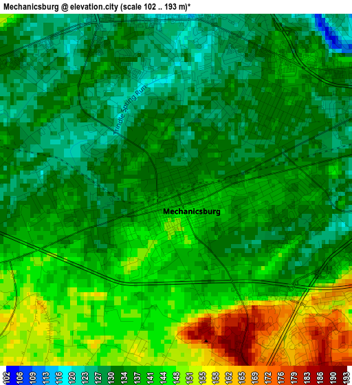 Mechanicsburg elevation map