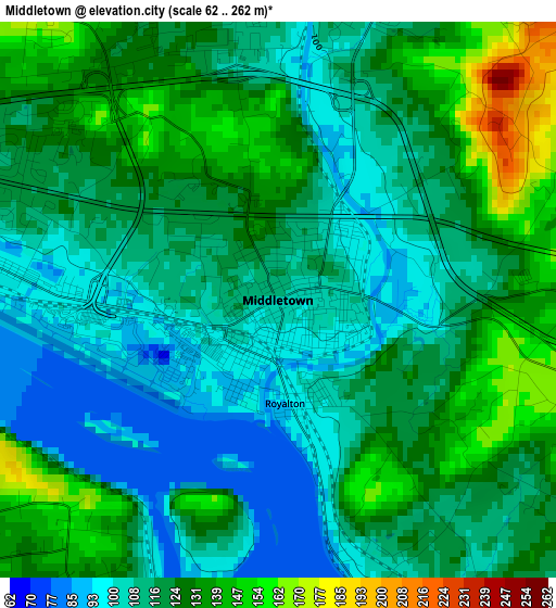 Middletown elevation map