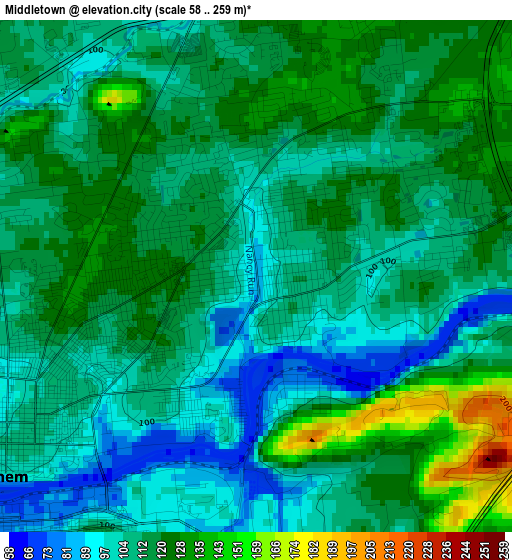 Middletown elevation map