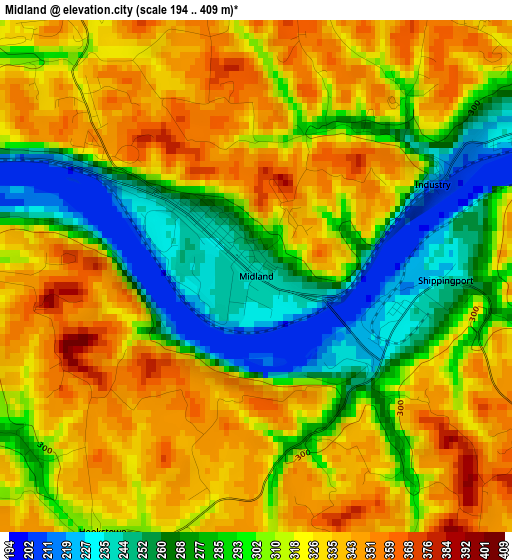 Midland elevation map