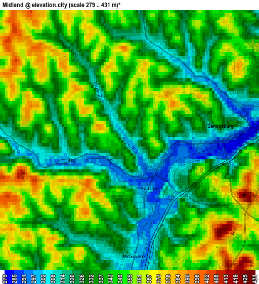 Midland elevation map