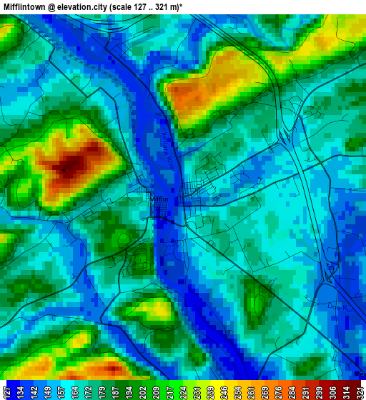 Mifflintown elevation map