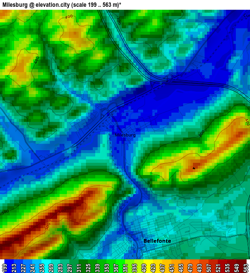 Milesburg elevation map