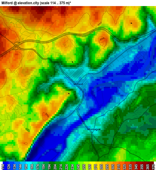 Milford elevation map