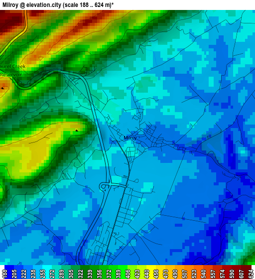 Milroy elevation map