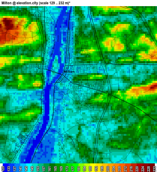 Milton elevation map