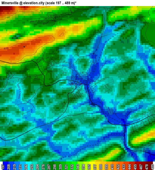 Minersville elevation map