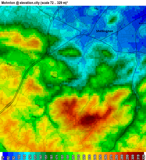 Mohnton elevation map