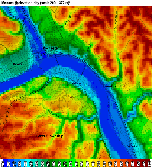 Monaca elevation map