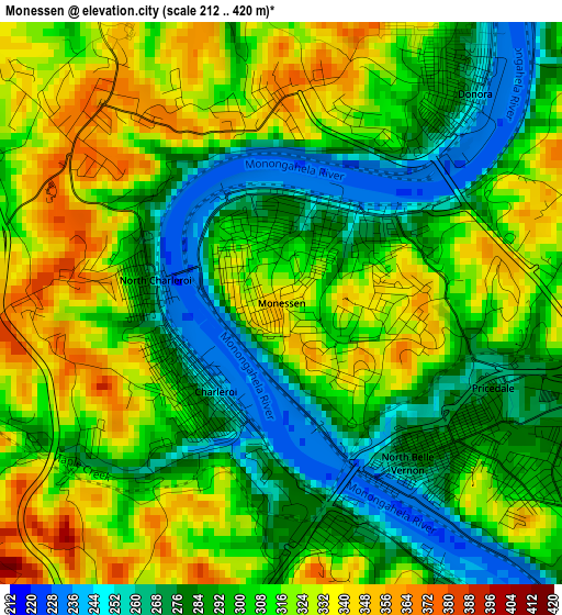 Monessen elevation map