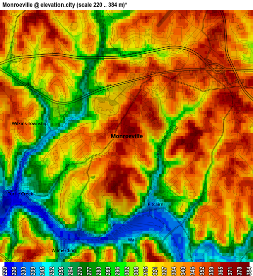 Monroeville elevation map