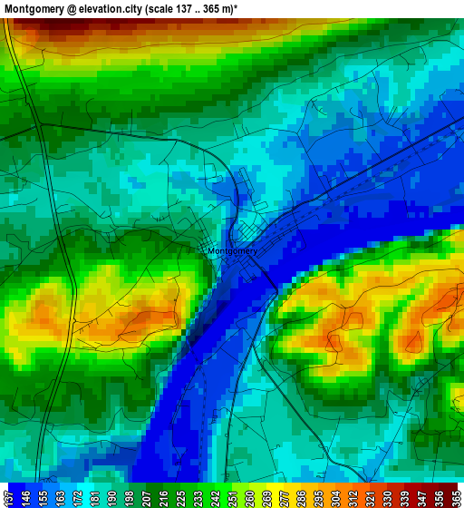 Montgomery elevation map