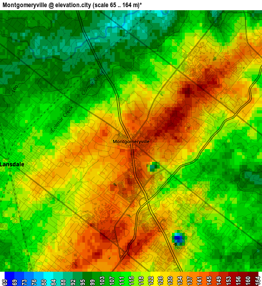 Montgomeryville elevation map