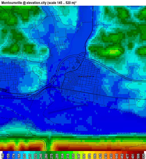 Montoursville elevation map