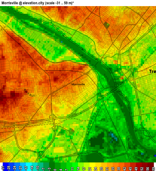 Morrisville elevation map