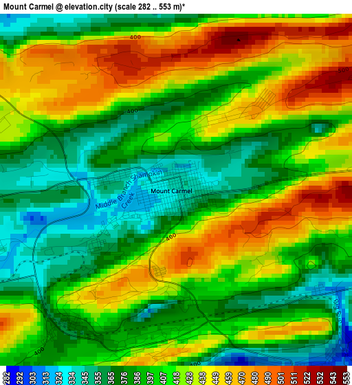 Mount Carmel elevation map