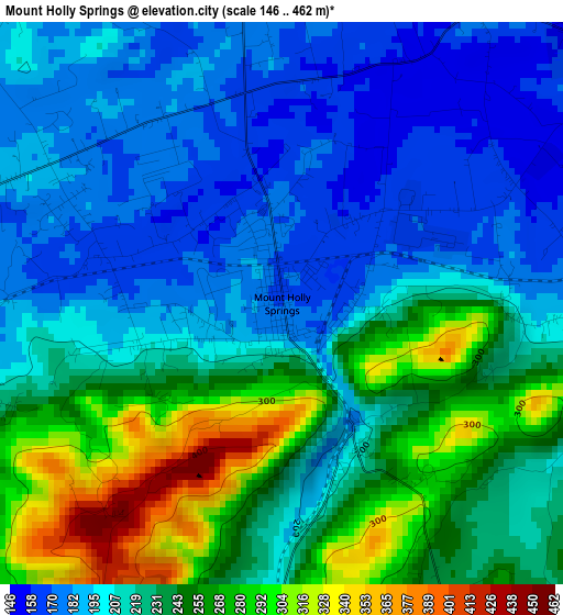 Mount Holly Springs elevation map