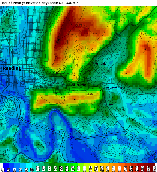 Mount Penn elevation map