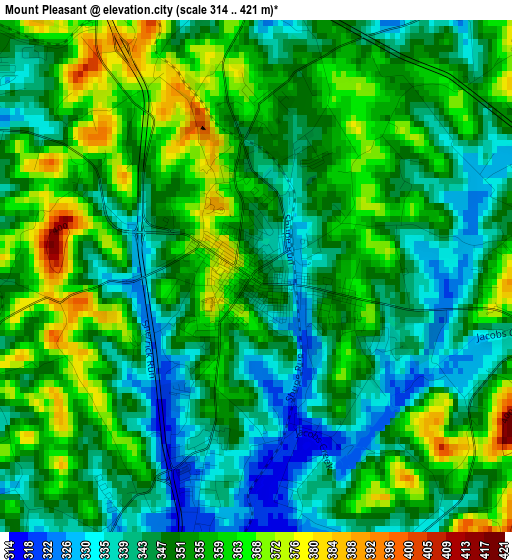 Mount Pleasant elevation map