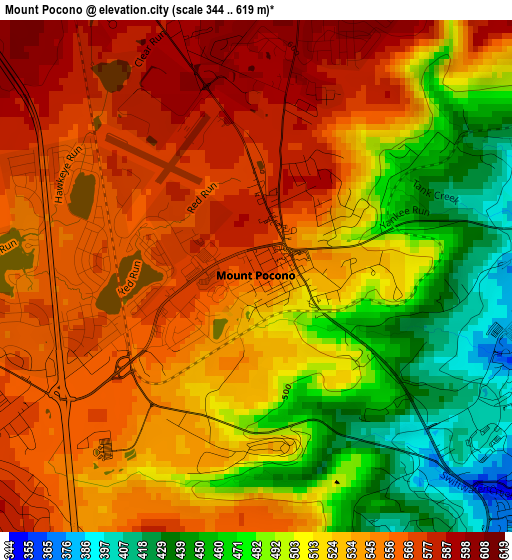 Mount Pocono elevation map