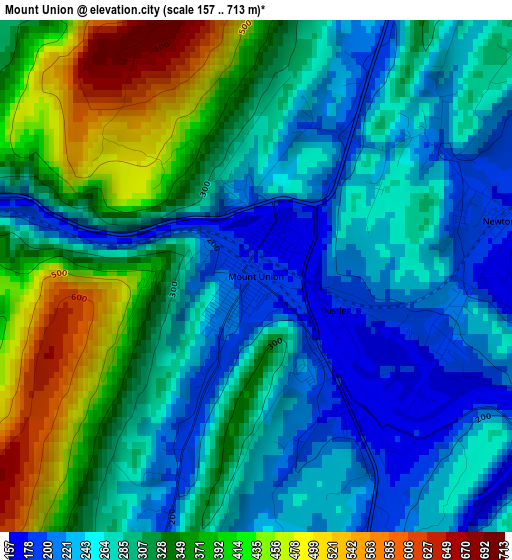 Mount Union elevation map