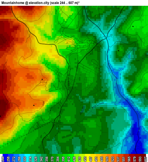 Mountainhome elevation map