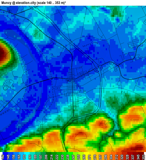 Muncy elevation map