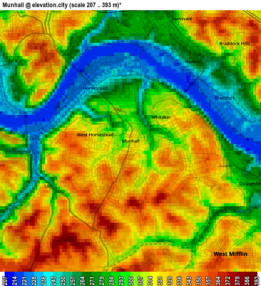 Munhall elevation map