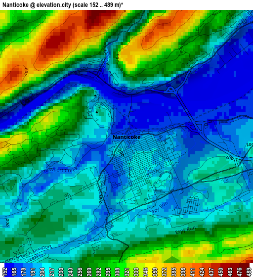 Nanticoke elevation map