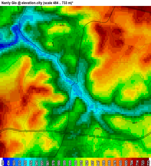 Nanty Glo elevation map