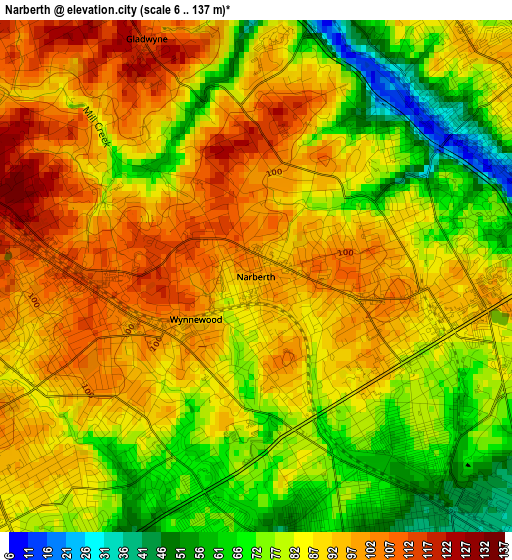 Narberth elevation map