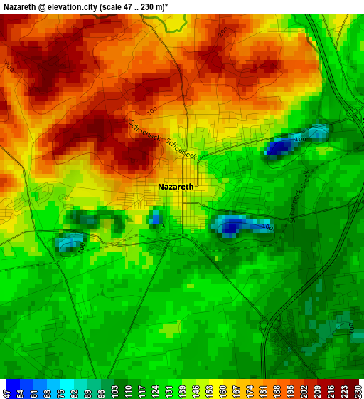 Nazareth elevation map