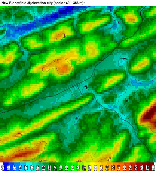 New Bloomfield elevation map