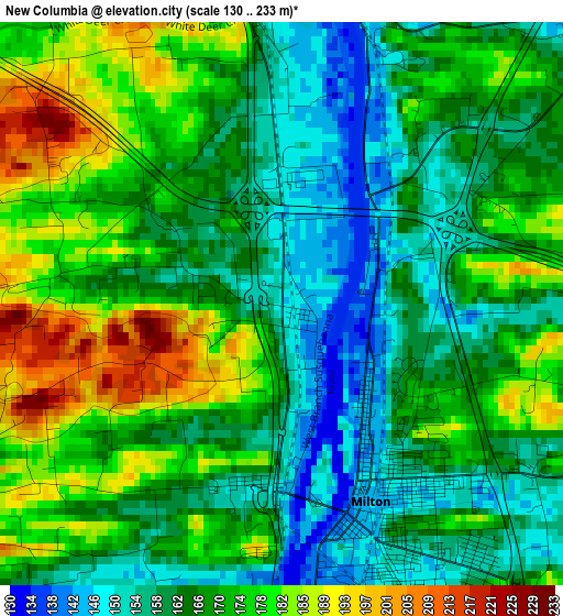 New Columbia elevation map